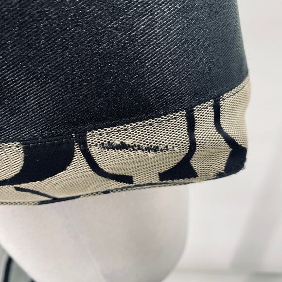 Vintage Y2k Coach Signature Stripe Logo Shoulder Bag Zip Top Canvas Black Gray - Picture 5 of 16